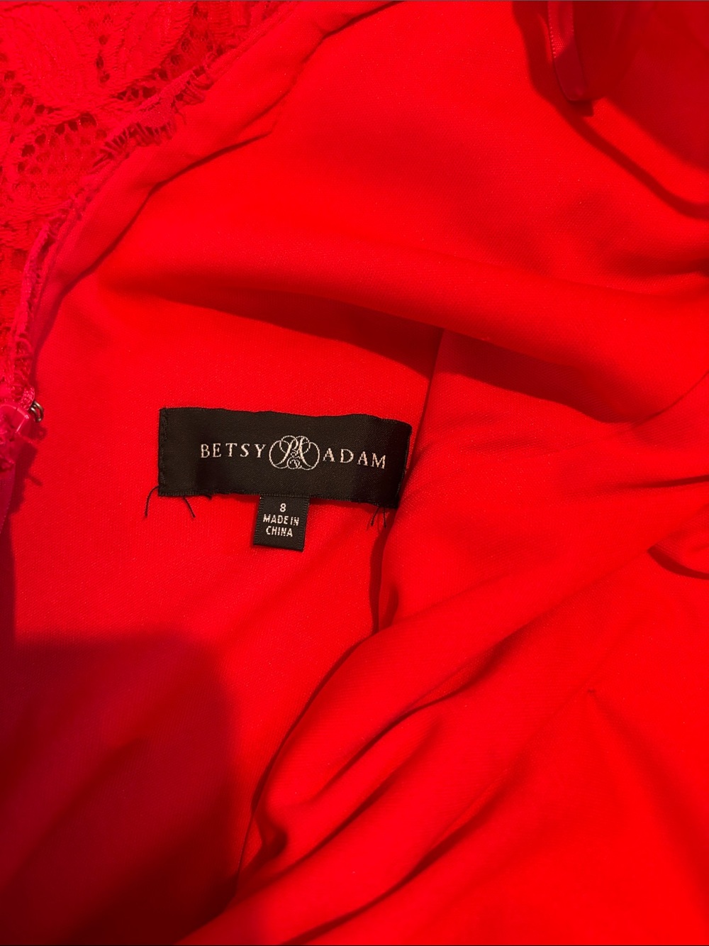 Red Lace V-Neck Mermaid Prom Dress - Picture 2 of 6